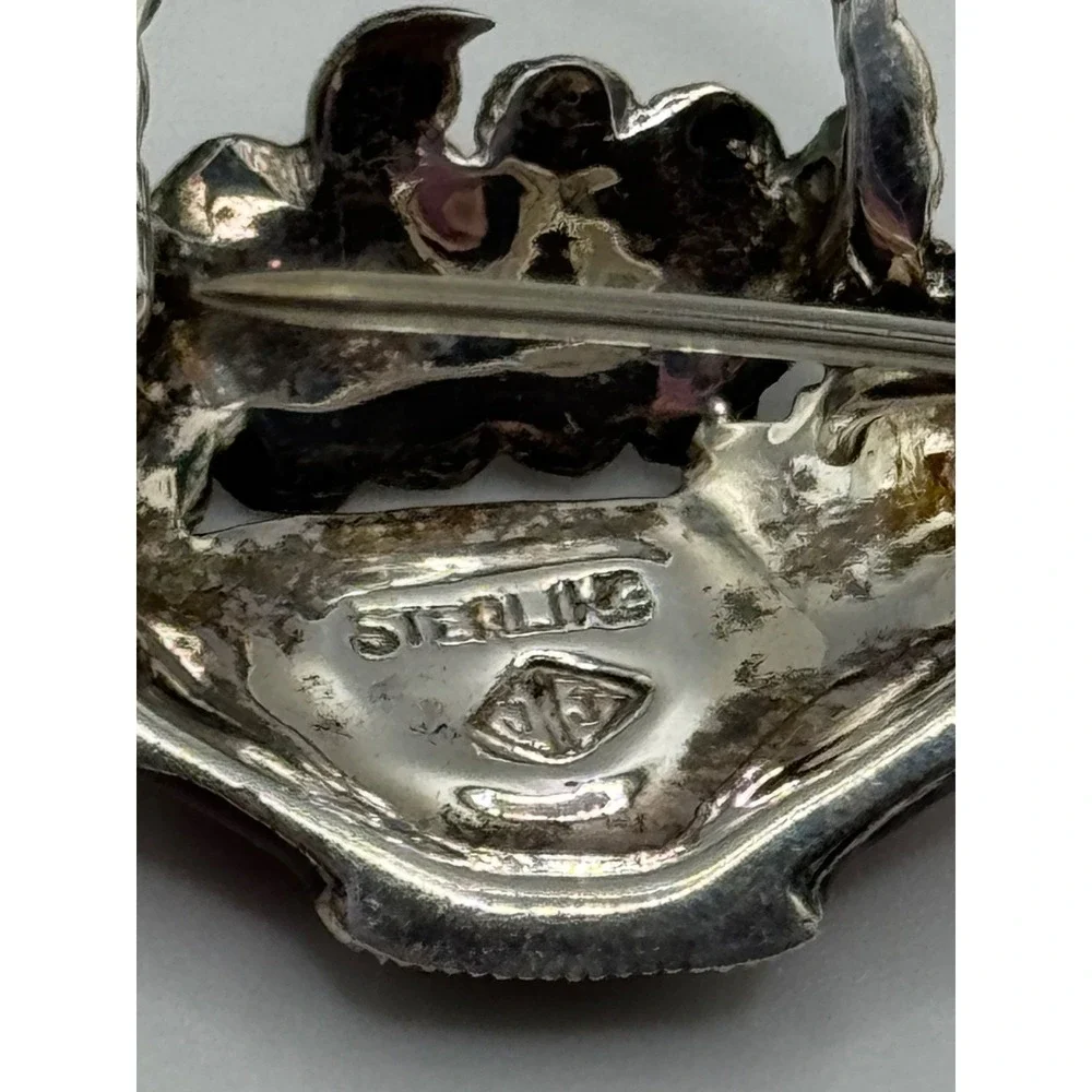 Judith Jack Sterling Silver Marcasite Enamel Flower Basket‎ Brooch Pin